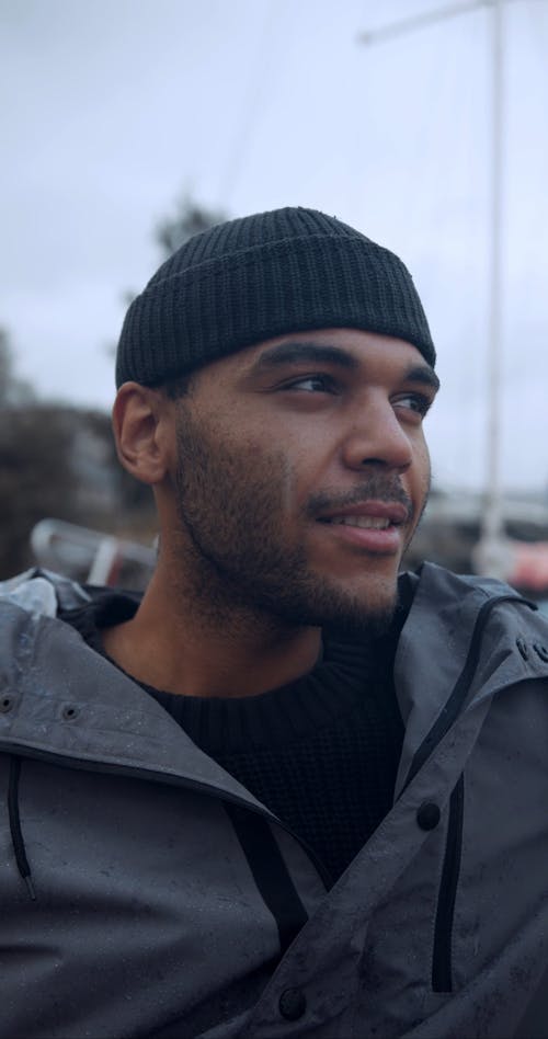 Close-Up Video of a Man Wearing Beanie
