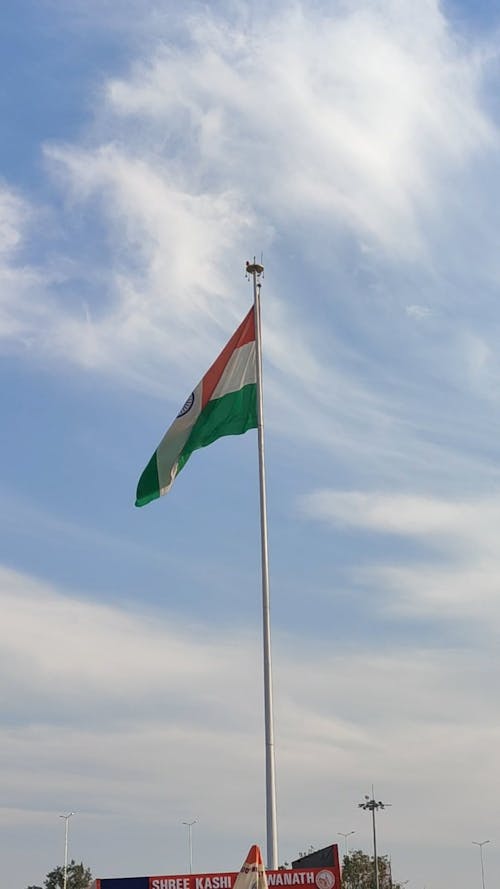 Low Angle View of National Flag of India Waving