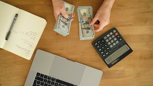 A Person Counting Money