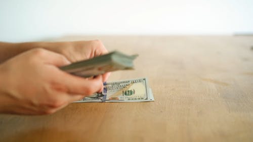 A Person Counting Money