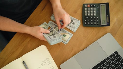 A Person Counting Money