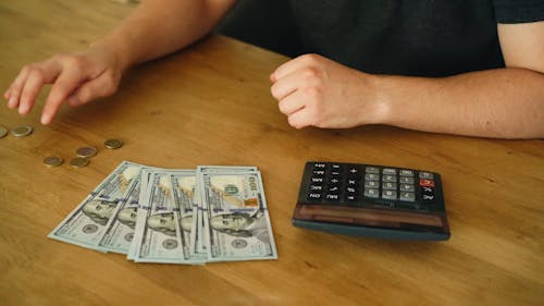 A Person Counting Money