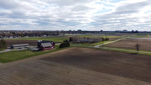 Aerial View of Modern Farm