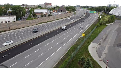 Aerial View of Highway Traffic