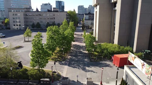 Drone Footage of Empty City Street