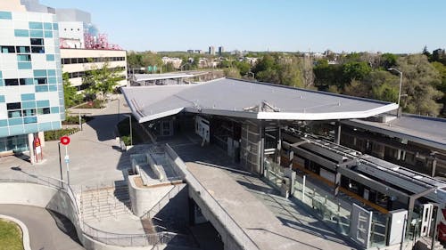 An Aerial Video of a Train Station