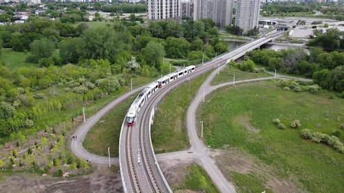 An Aerial Video of a Tram