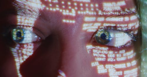Closeup Video of a Woman's Eyes with Codes