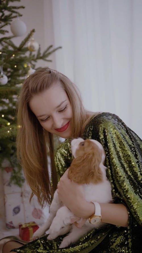 A Woman with Her Puppy