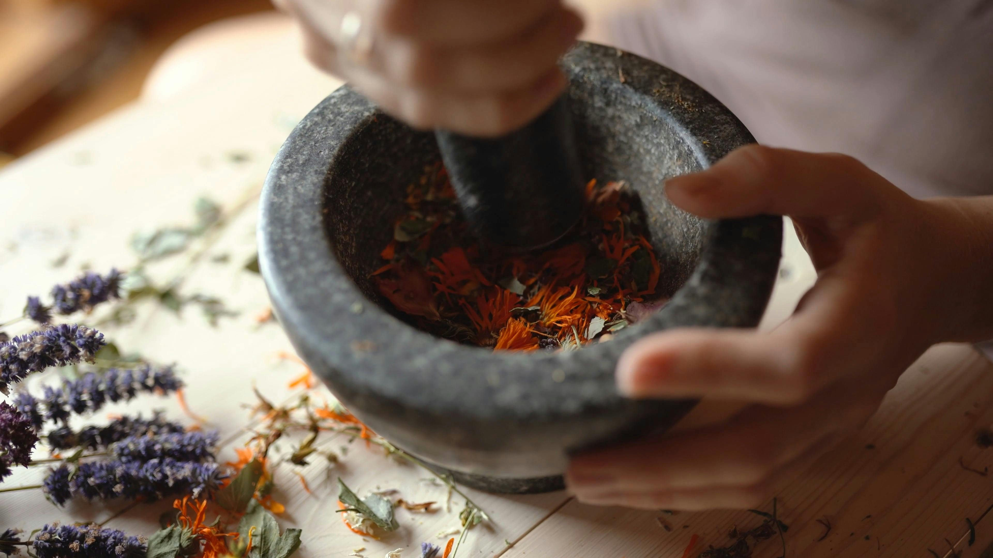 Woman Crushing a Leaves and Flowers · Free Stock Video