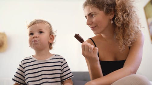 Woman and Her Son Spending Time Together