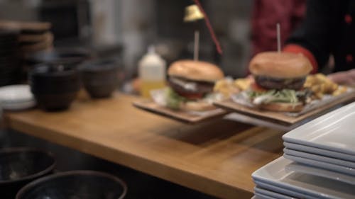 Three Freshly Cooked Hamburgers