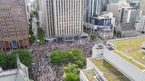 Aerial Shot of People Protesting on the Street