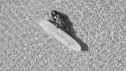 Top View of Woman Relaxing on Beach