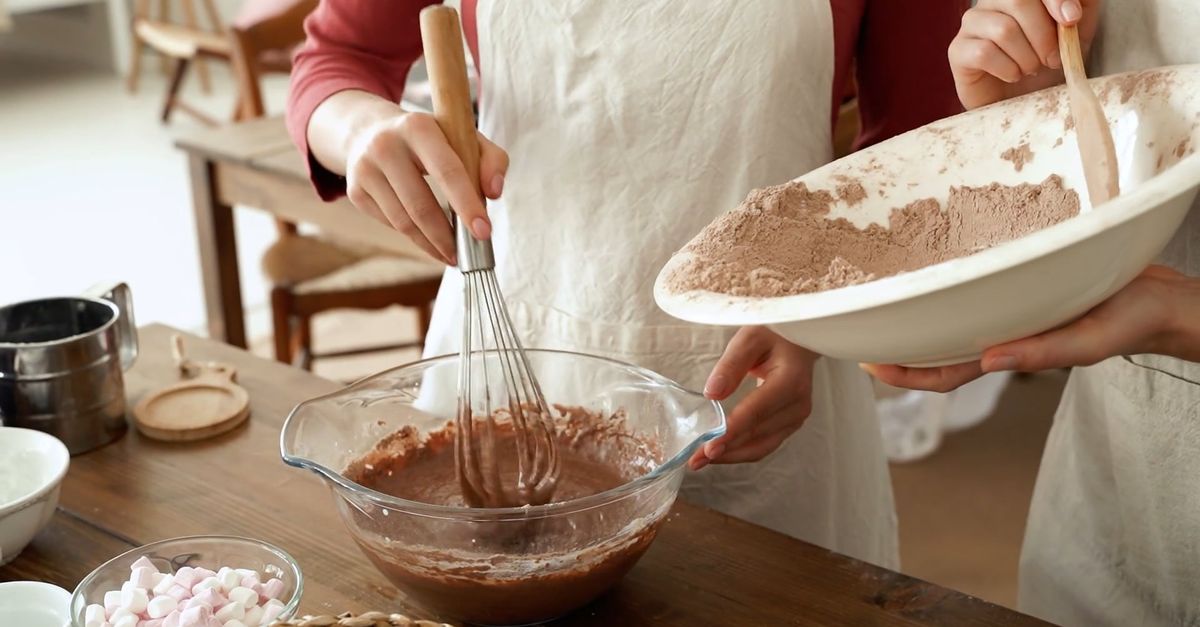 Lady Making Batter Two Women Preparing A Chocolate Batter For Baking Free Stock Video ...