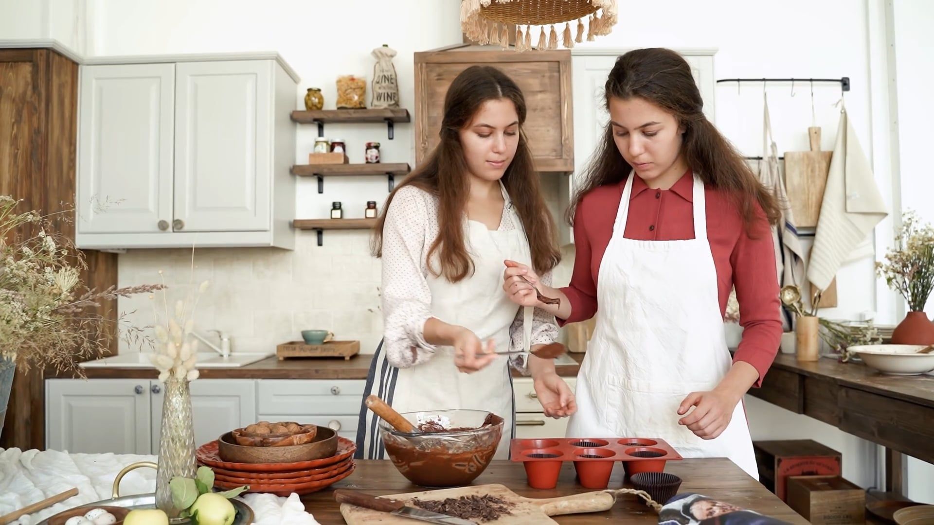 Women Putting Chocolate Batter in Baking Tray Free Stock Video Footage ...