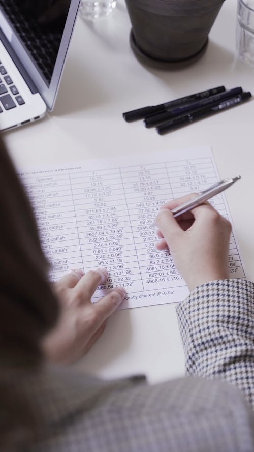 A Woman Checking Some Documents