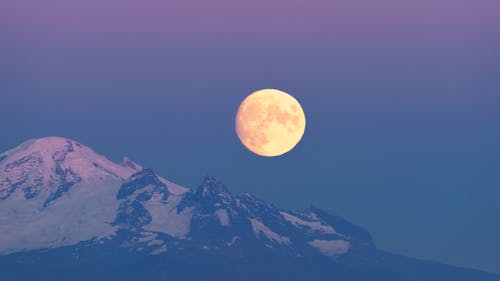 Beautiful Full Moonrise Over Mountain Time Lapse
