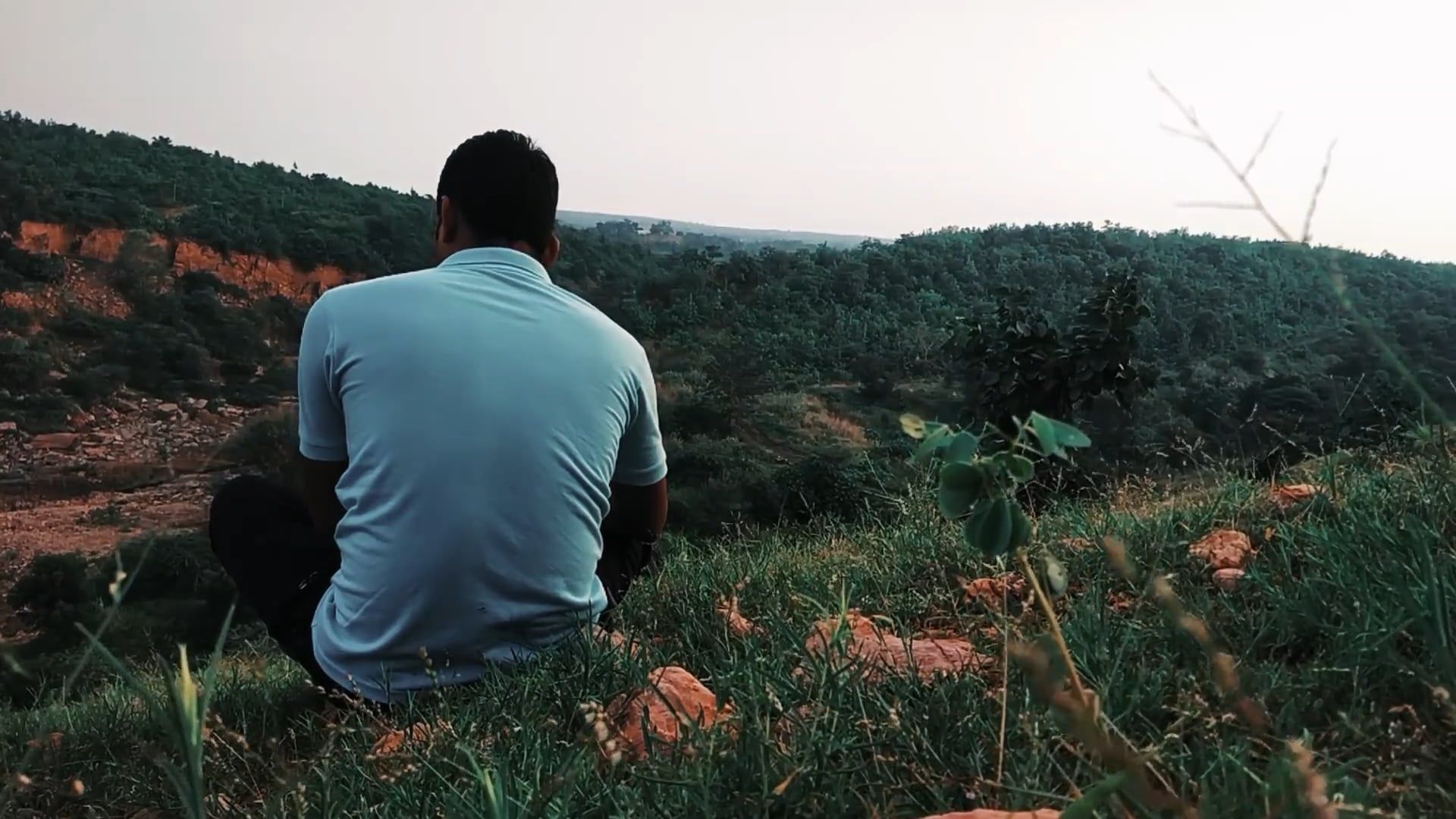 Back View of a Man Sitting Outdoors Free Stock Video Footage, Royalty ...