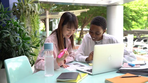 Deux Femmes Effectuant Des Travaux Scolaires