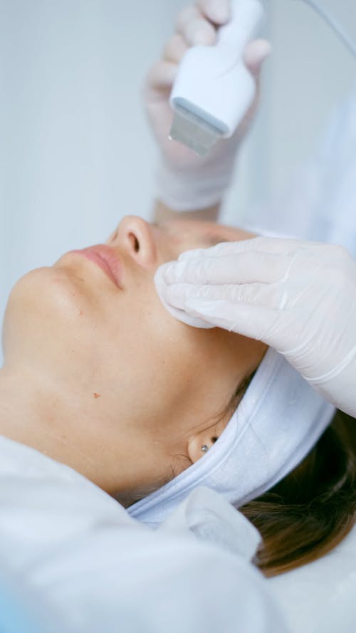 A Woman Getting an Ultrasonic Facial