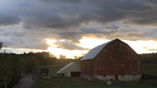 Time-Lapse Video of Farmhouse during Sunset