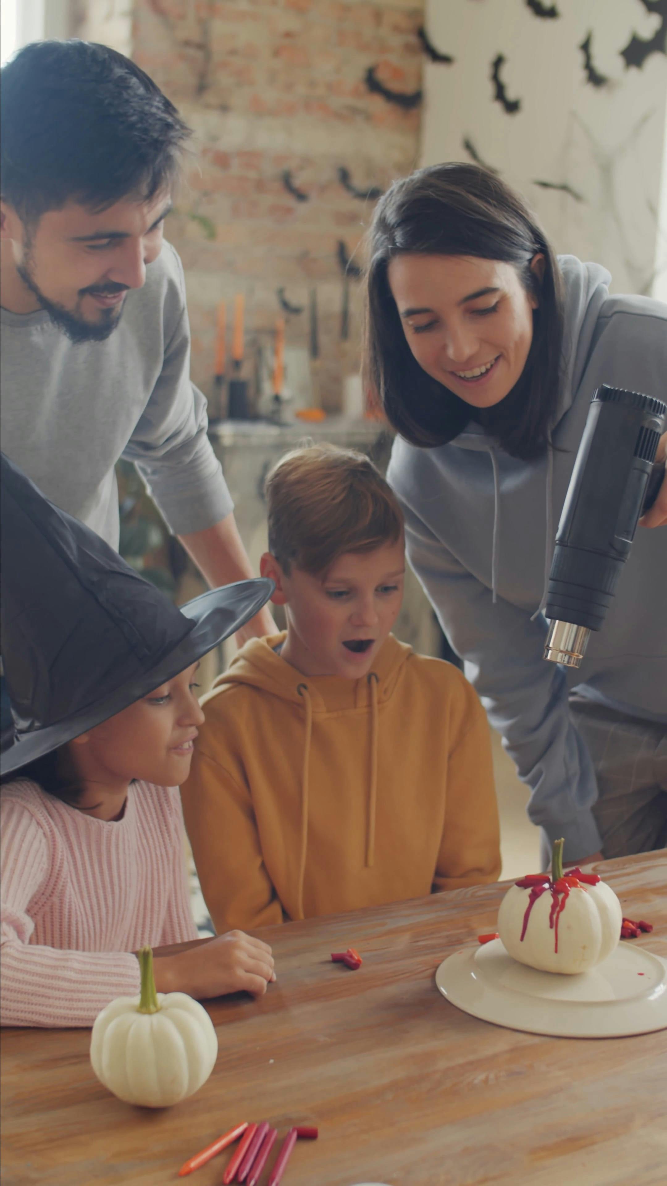 A Family Creating Halloween Decorations · Free Stock Video