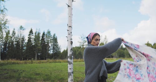 Woman Wearing Her Scarf