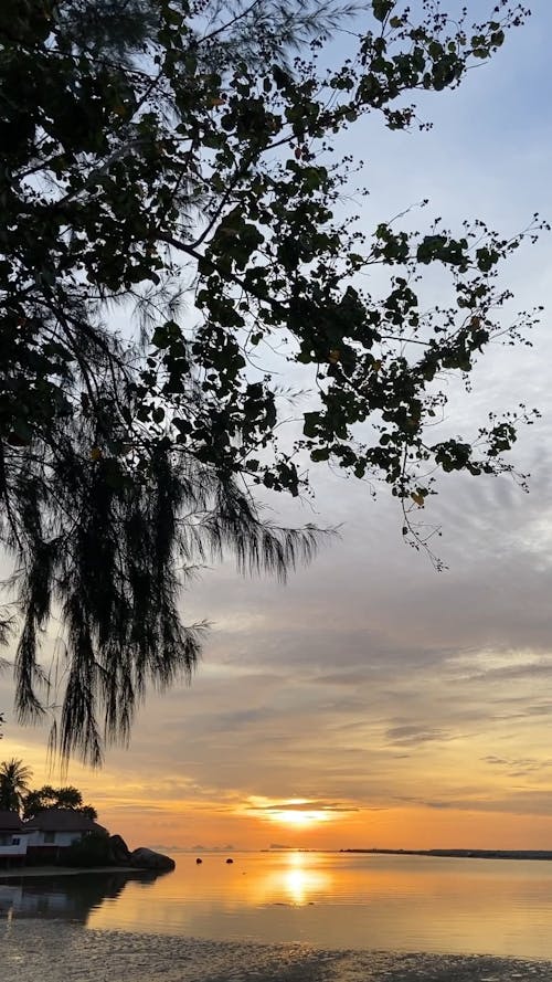 Sunset View In The Horizon From The Beach Shore