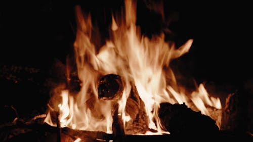 A Close-Up View of Bonfire Burning