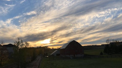 Time-Lapse Video of a Farm During Golden Hour