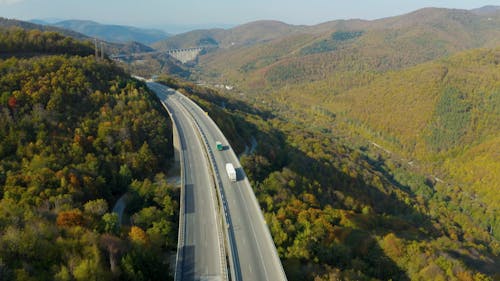 Drone Footage of Vehicles Traveling on Highway