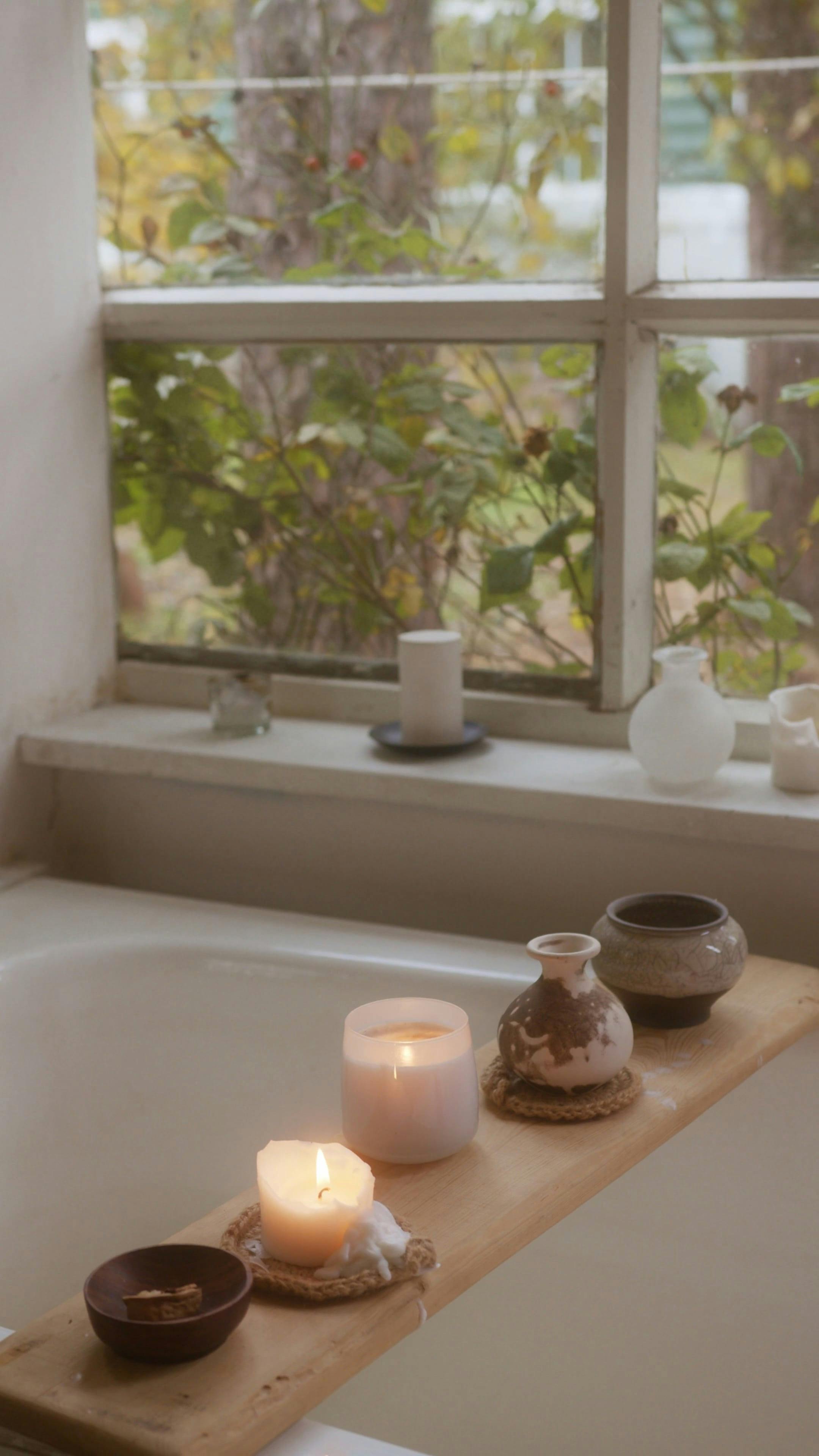 Candles Around A Bath Tub - Stock Video