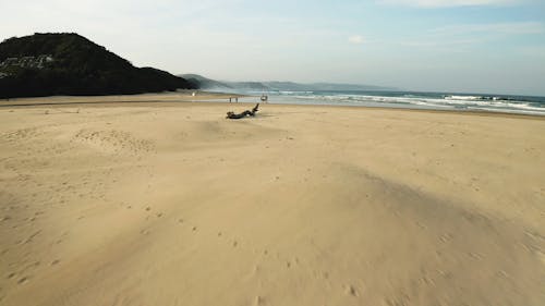 Low Flying A Drone Over The Beach Shoreline