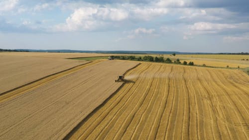 Drone Footage of a Harvester in Action