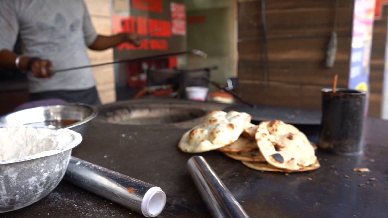 Naan being made by hand