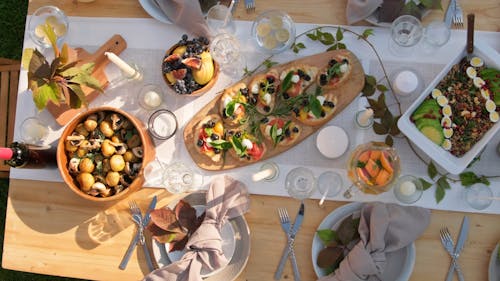 Top View of a Mouth Watering Food on Dining Table