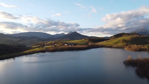 Drone Footage of a Lake During Sunset