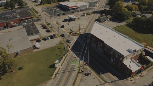 Drone Footage of Cars and People on Street