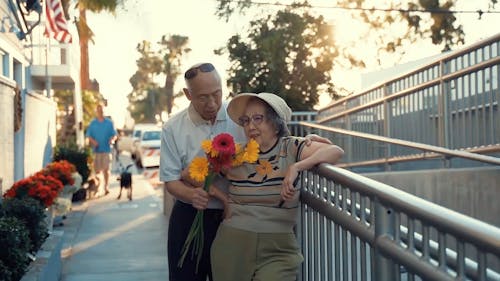 Elderly Couple Standing on the Street