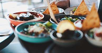 a person serving food