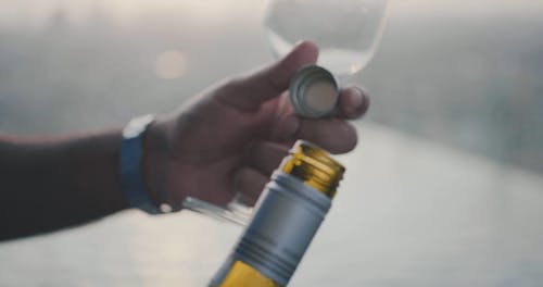 Man Pouring Wine into the Glasses