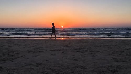 Time-Lapse Video of People Walking on Beach During Sunset