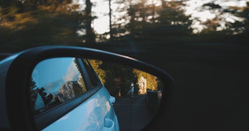 View of Road through ORVM of a Car