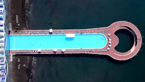 Long Swimming Pool on the Seashore