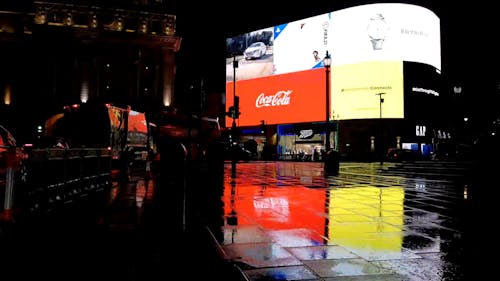 The Electronic Billboards at Night in Piccadily Circus
