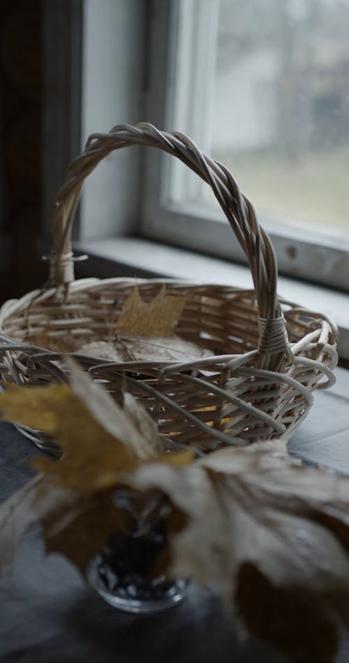 A Basket with Dried Leaves
