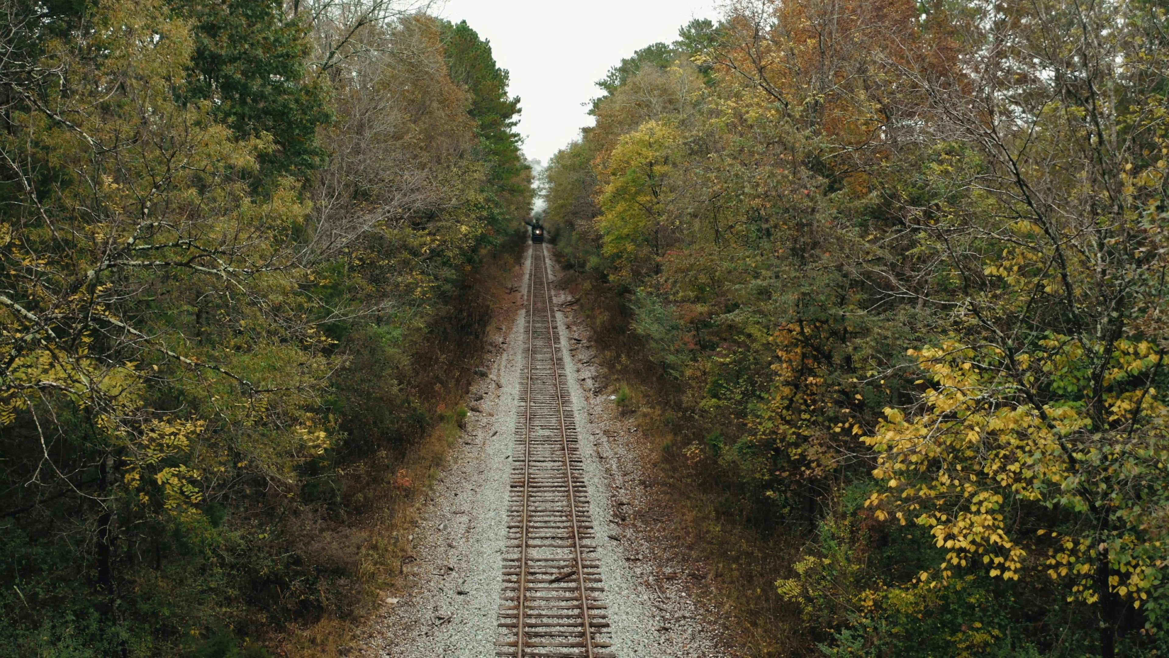 high-angle-view-of-steam-train-running-free-stock-video