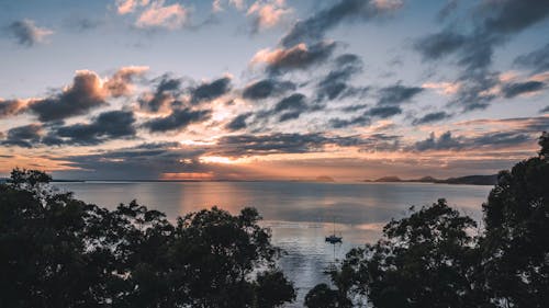 Landscape of a Lake in the Sunset 