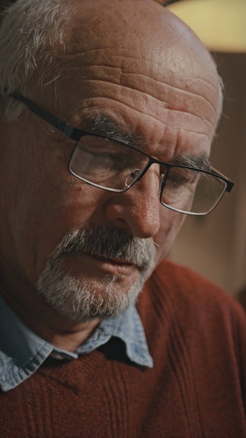 Close Up Video of an Elderly Man